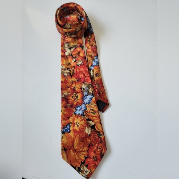 Oscar de la Renta Couture Floral Print Tie - Picture 1 of 7